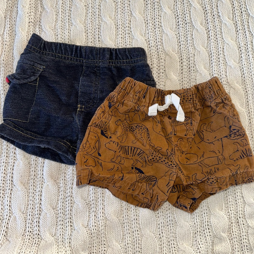 Carter's Baby Shorts Set - Denim and Brown Dinosaur